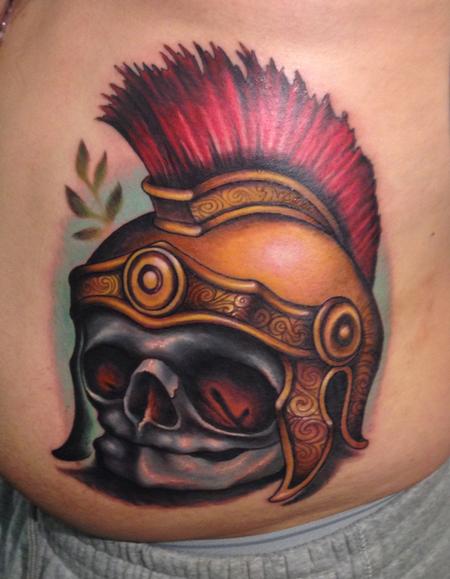 Tattoos - Fetal Skull Roman Soldier Helmet - 87403